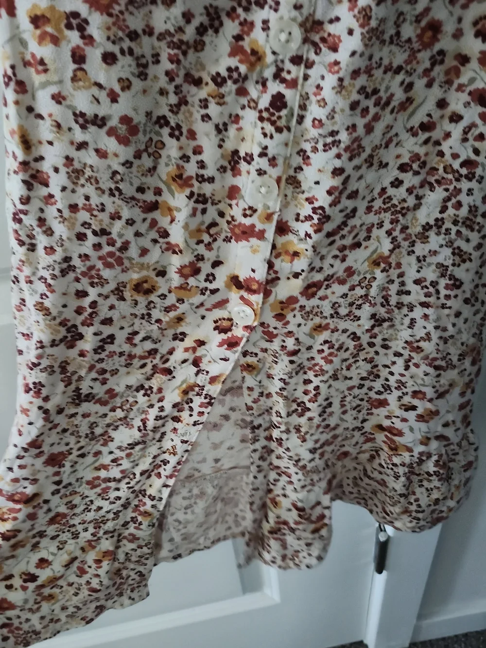 Abercrombie & Fitch Cream Floral Maxi Dress with Rust and Mustard Accents